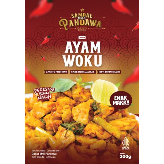 

Makanan siap saji Sambal Mak Pandawa varian Ayam Woku Manado 200 GRAM