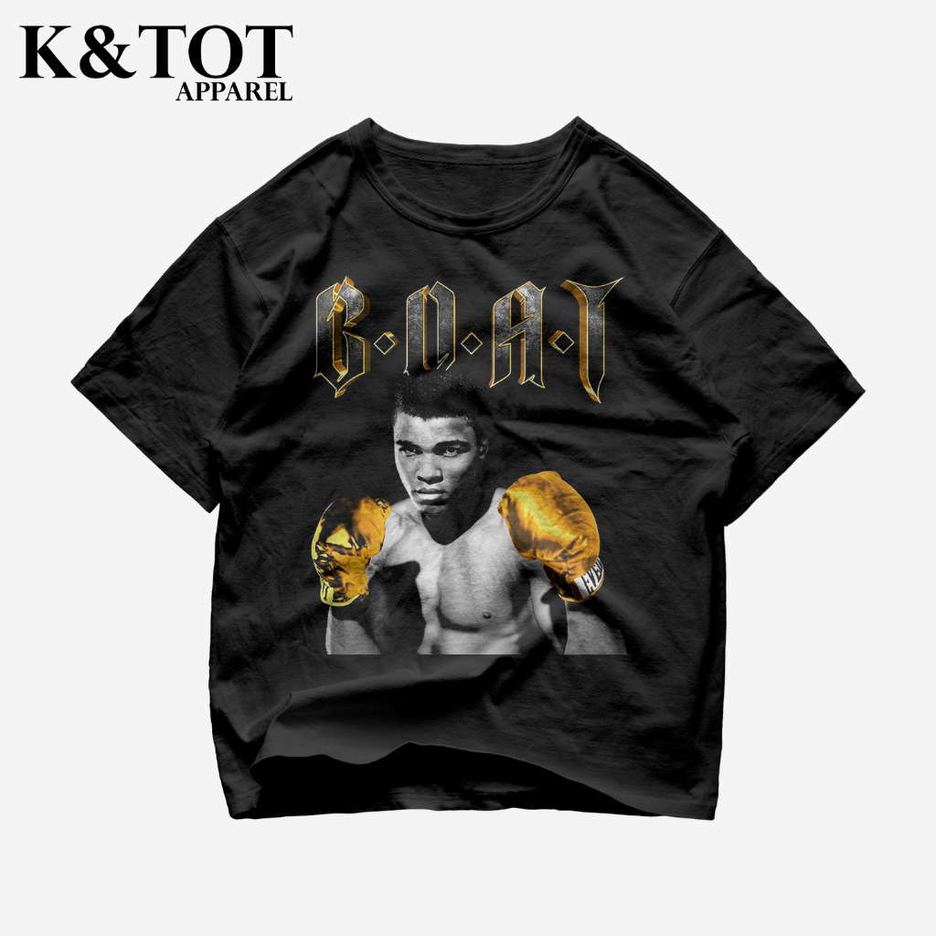 KNTOT - KAOS BAJU MUHAMMAD ALI GOAT BOXING TEE | TSHIRT OVERSIZE VINTAGE HITAM BOOTLEG - PRIA WANITA