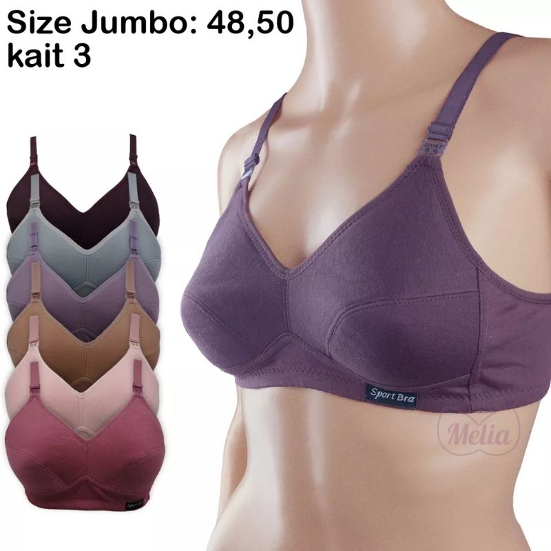 bh bra sport jumbo tanpa busa kait 3 tanpa kawat big size cup besar murah