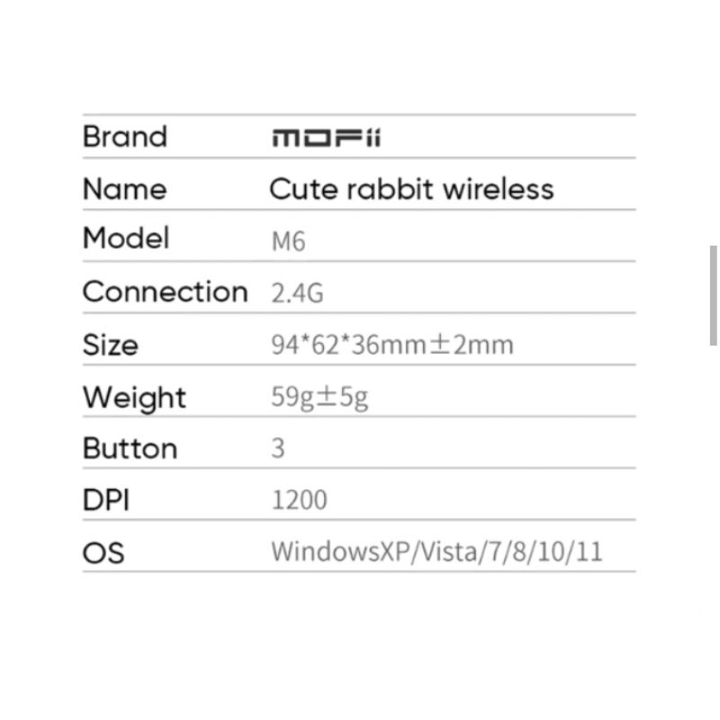 MOUSE WIRELESS 2.4G Silent Click Rabbit