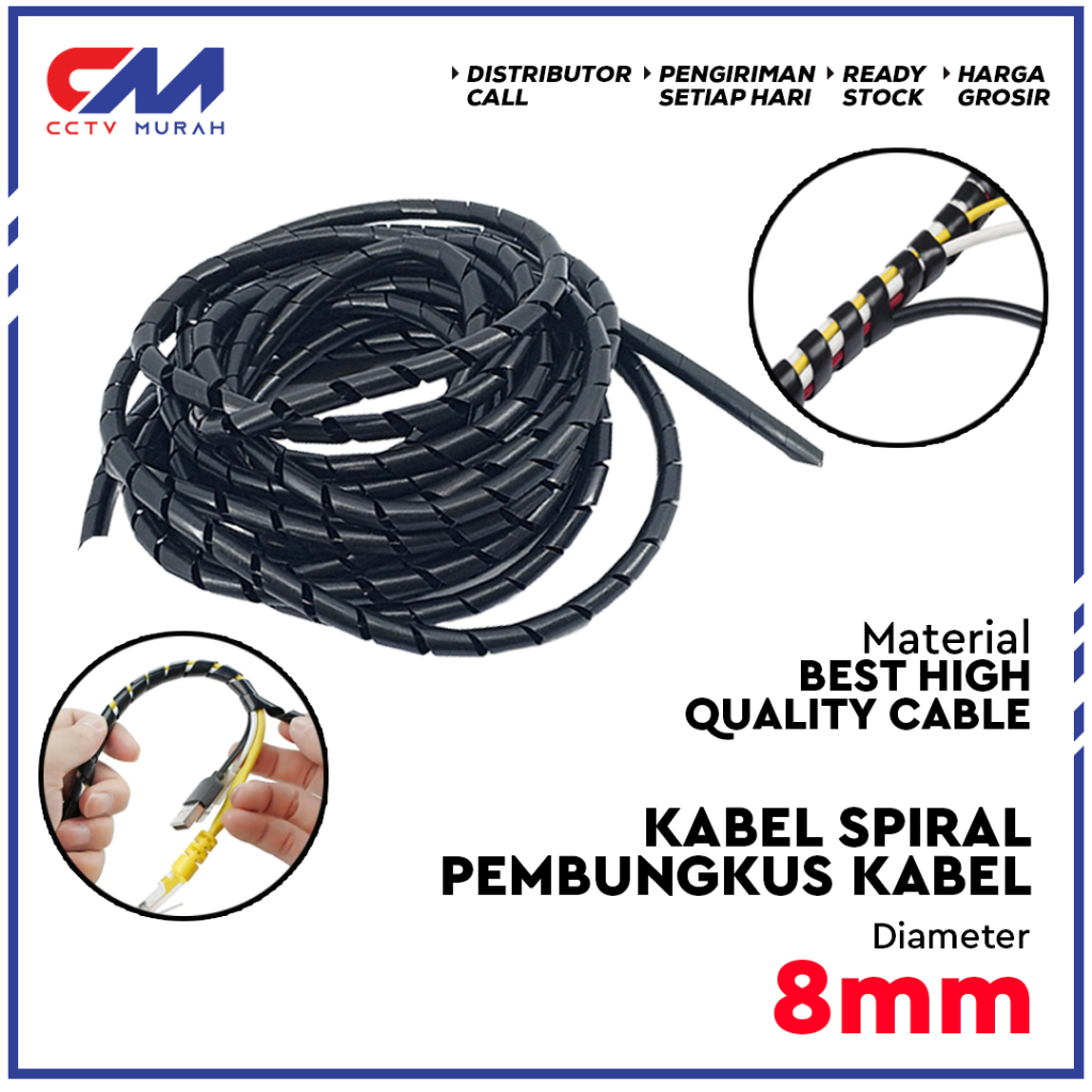 Pelindung Pembungkus Kabel Listrik Power || Kabel Spiral Pelindung Kabel 8mm