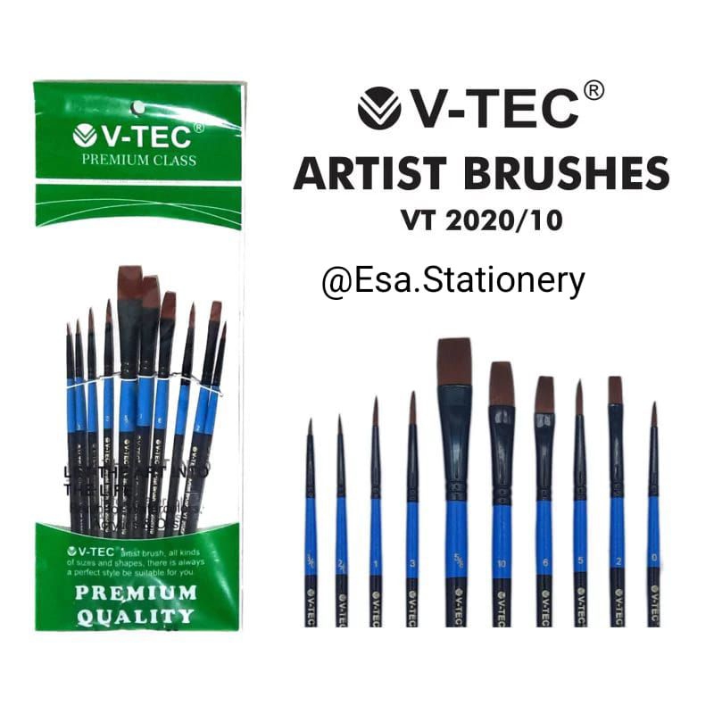 

Brush / Kuas V-Tec Premium VT 2020/10 Kuas untuk cat air, cat akrilik dan cat minyak