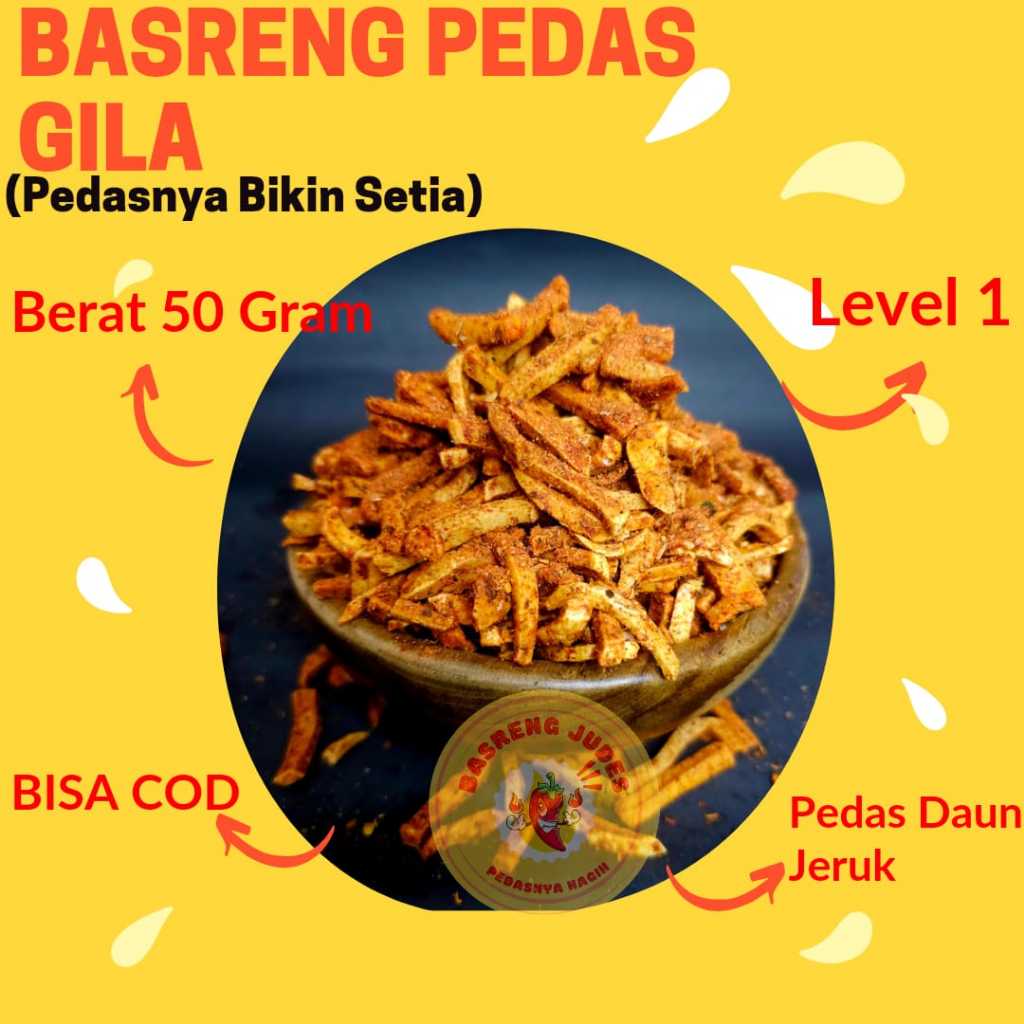 

Basreng 50 Gram Asin Ajah / Pedas Nangis / Pedas Neraka / Pedas Gila (LEVEL 0 - 3)