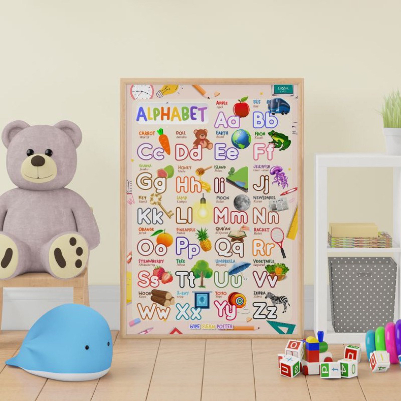 POSTER EDUKASI Anak - poster belajar huruf angka hijayah anak