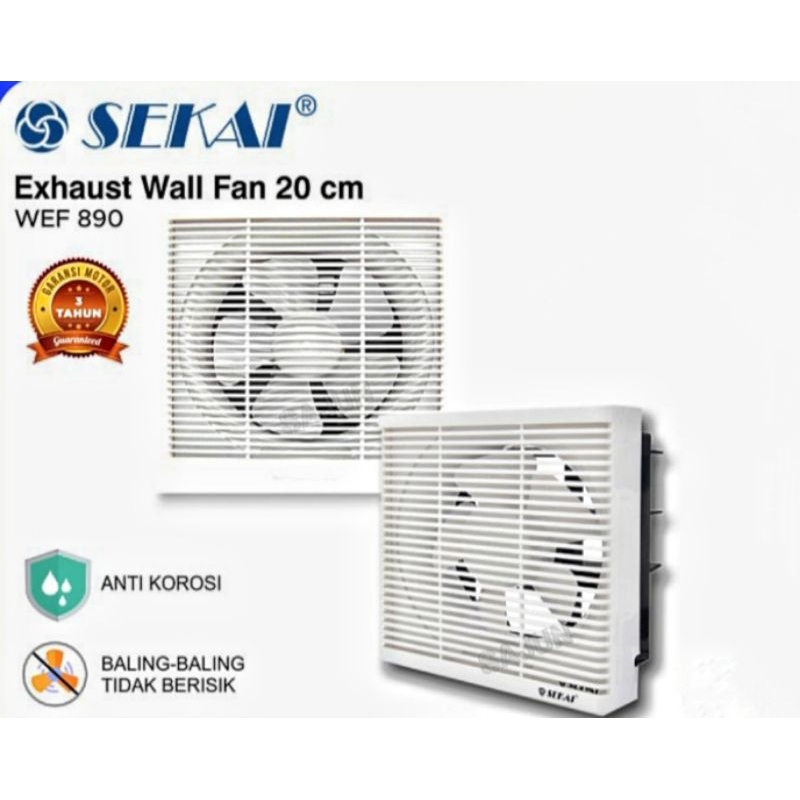Sekai Exhaust Wall Fan 8 Inch WEF-890 / Exhaust Fan Tembok Wef 890 Kipas Angin Hexos Hisap 8 inci Se
