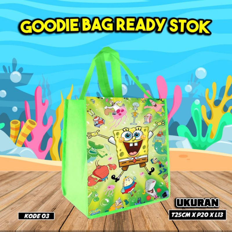 

{TAS KADO HAMPERS 10Pcs} goodie bag/tas kado karakter spongebob/kode 03