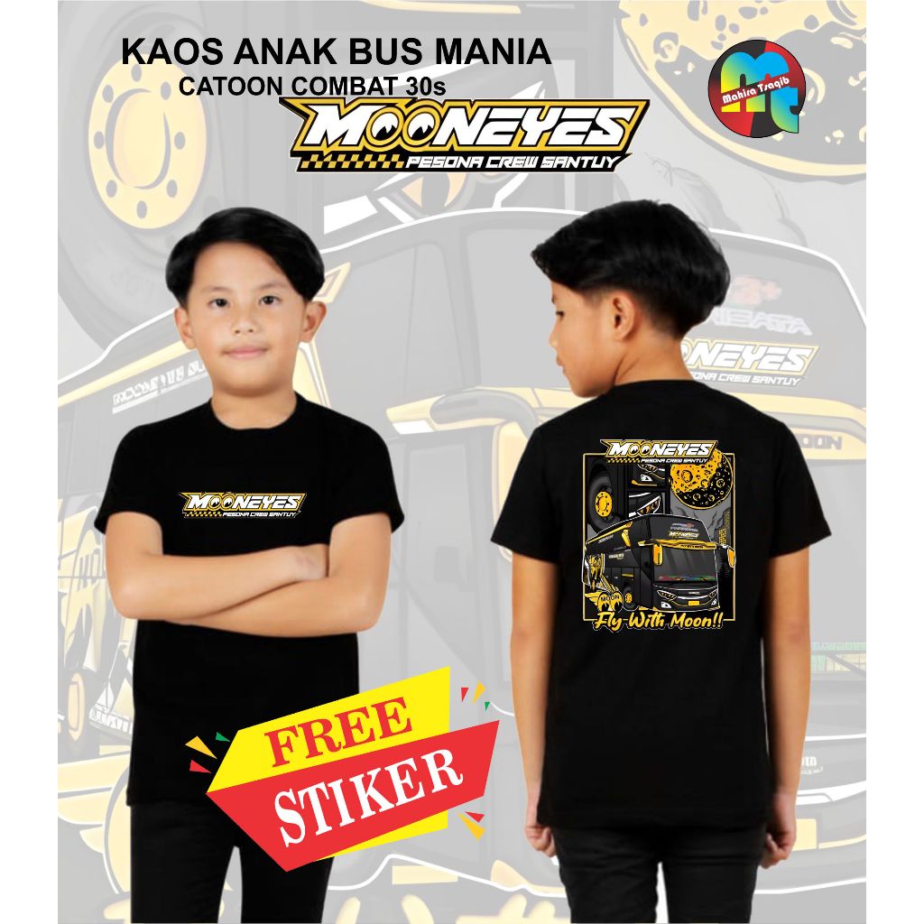 KAOS ANAK BUS MANIA MOONEYES FREE STIKER