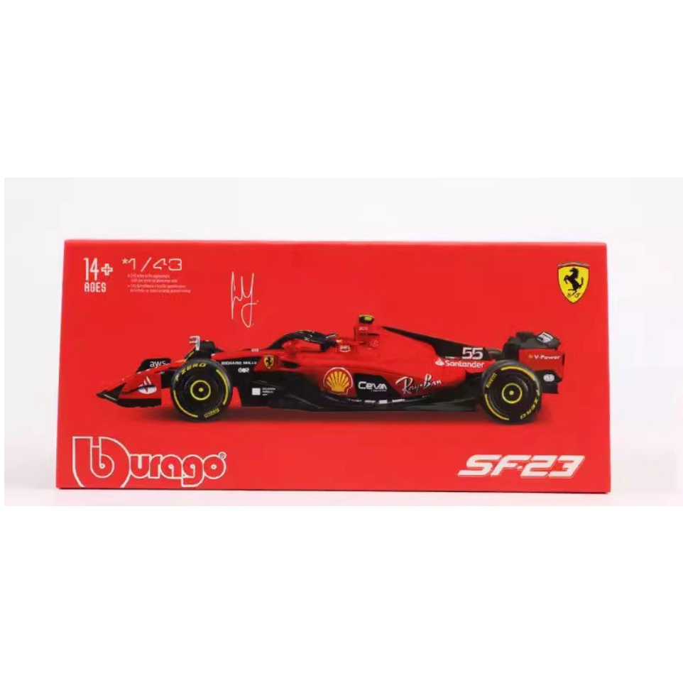 Bburago 1:43 Diecast F1 2023 Ferrari SF-23 #16 Leclerc #55 Sainz