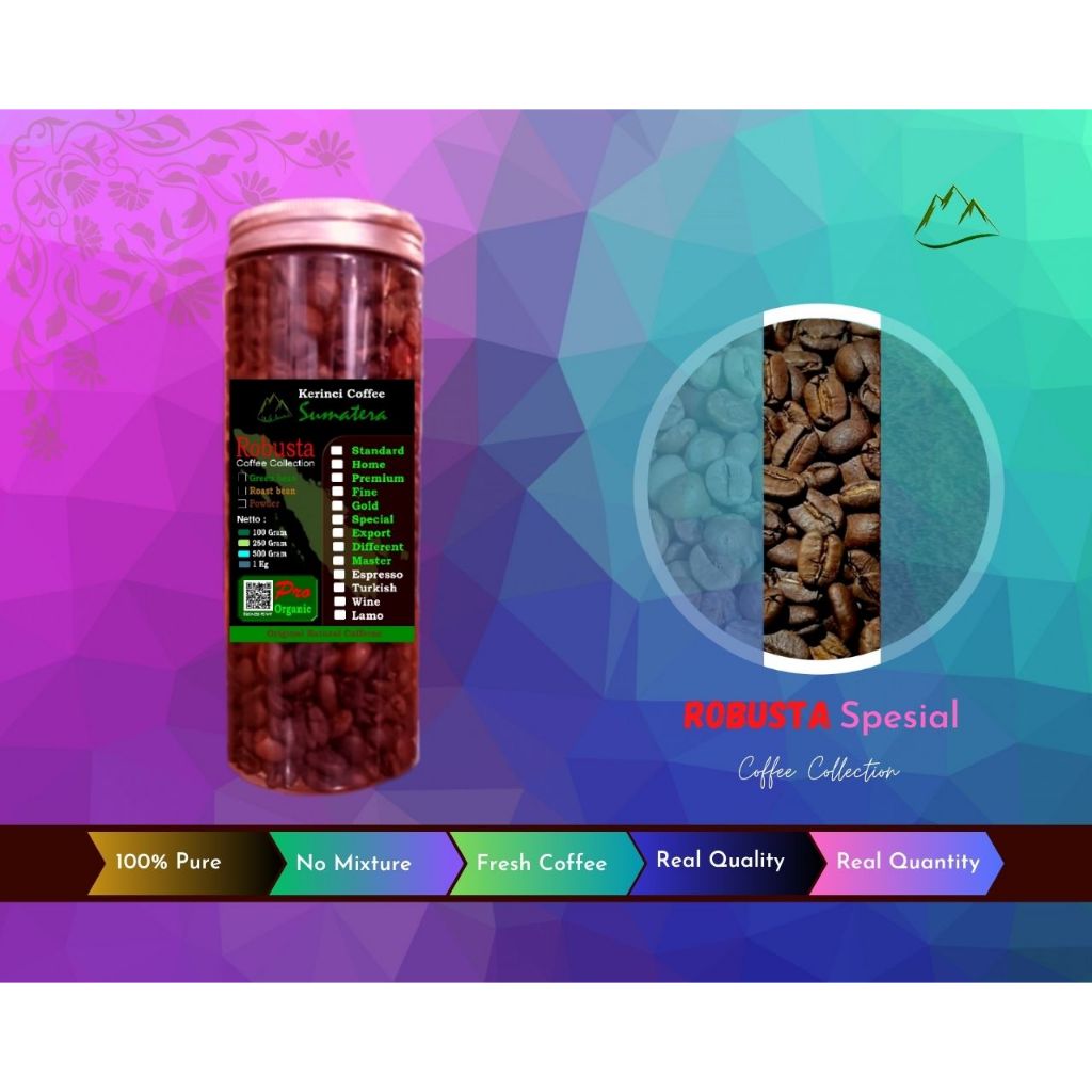 

Kopi Kerinci Robusta Spesial - Roast Bean 250 Gram - 100 % Murni - Kerinci Regency - Jambi