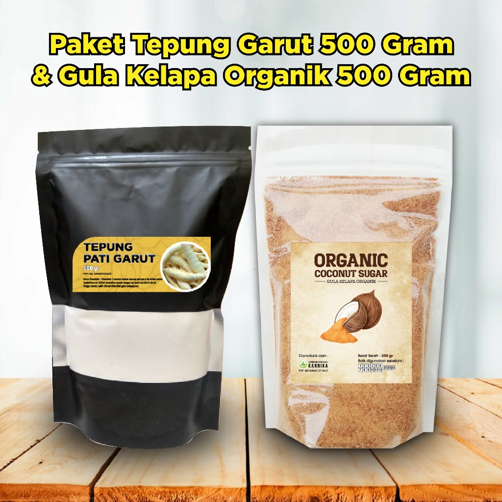 

Paket Tepung Pati Garut Irut Asli Obat Asam Lambung 500 gr & Gula Kelapa Organik 500 gr
