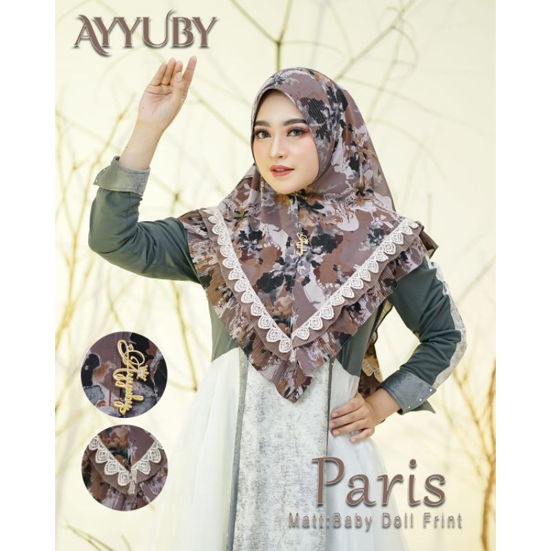 HIJAB INSTAN KHIMAR MOTIF PARIS CERUTYBABYDOL PREMIUM ORIGINAL AYYUBY