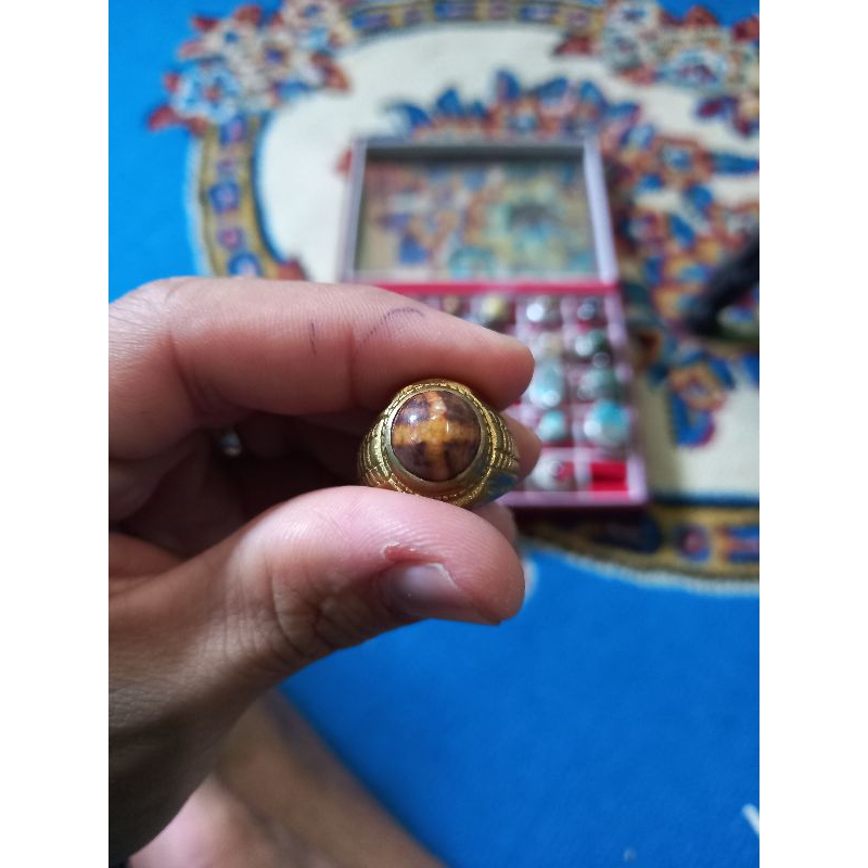 Batu akik Tapak jalak serat emas