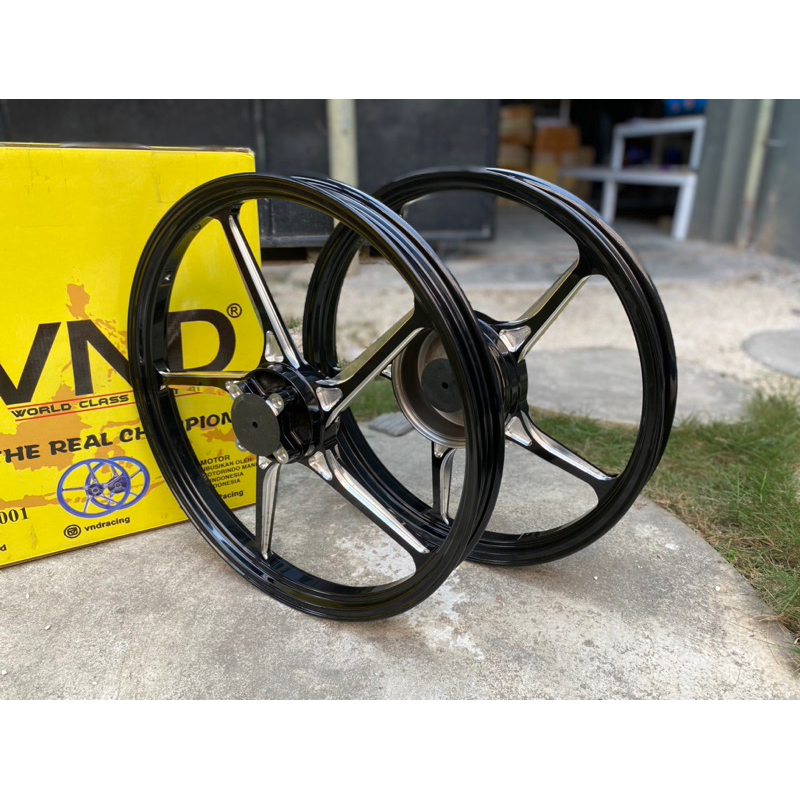 velg vnd racing AK55 AK 55 Ukuran 140/160 ring 17 warna Hitam black glossy hitam kilap / biru blue g