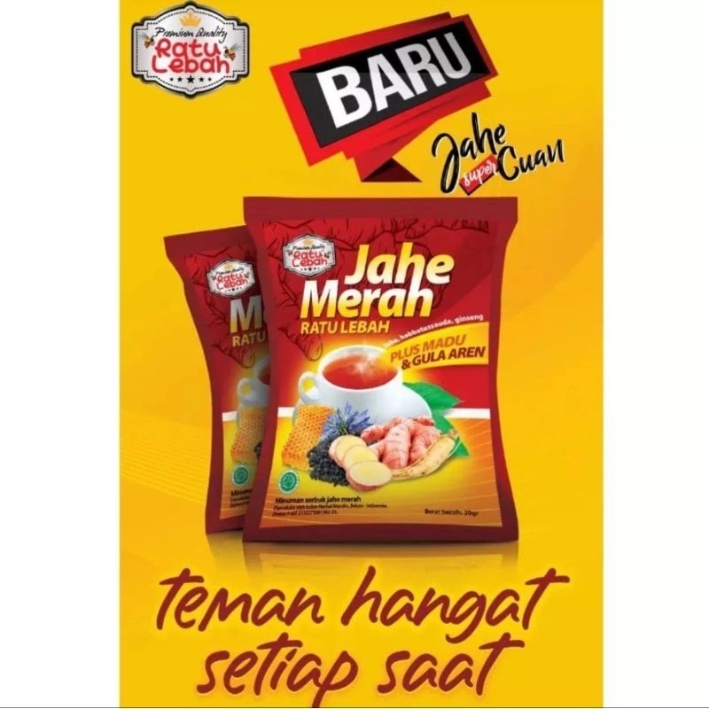 

Jahe Merah Madu dan Gula Aren Ratu Lebah per renceng isi 10 sachet