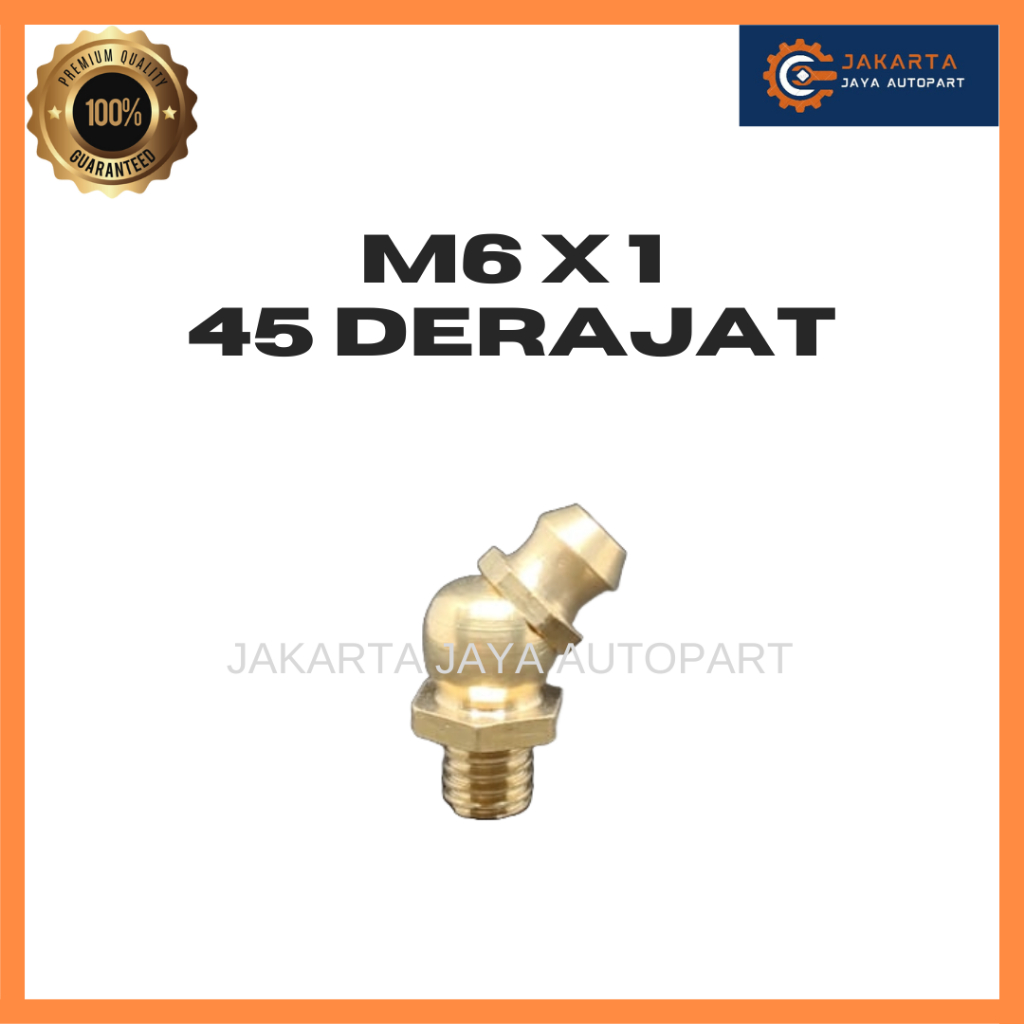 NEPEL GREASE 6MM M6*1 45° / NIPPLE GREASE / NEPEL GEMUK KUNINGAN