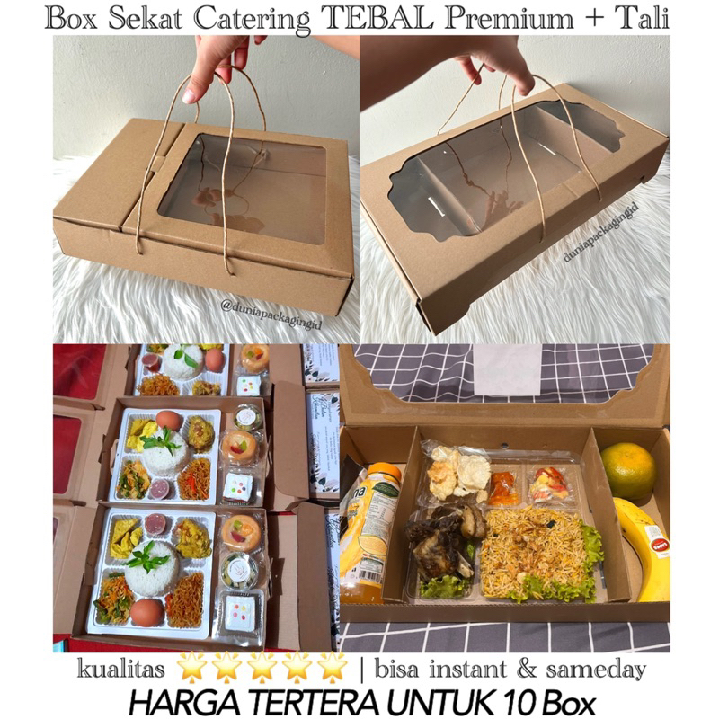 (10 box) Kotak Nasi Premium Sekat Tebal dengan Tali Box Catering Premium Kotak Hampers Nasi Mewah Ko