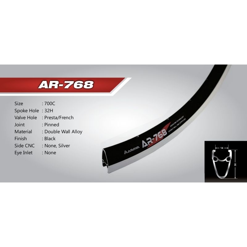 VELG SEPEDA 700 AR-768 VELG SEPEDA BALAP 700 ALOY ARAYA