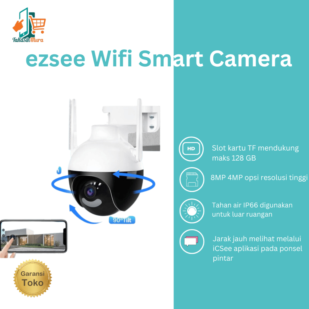 Ezsee Camera Dual Lens PTZ WIFI 4MP CCTV