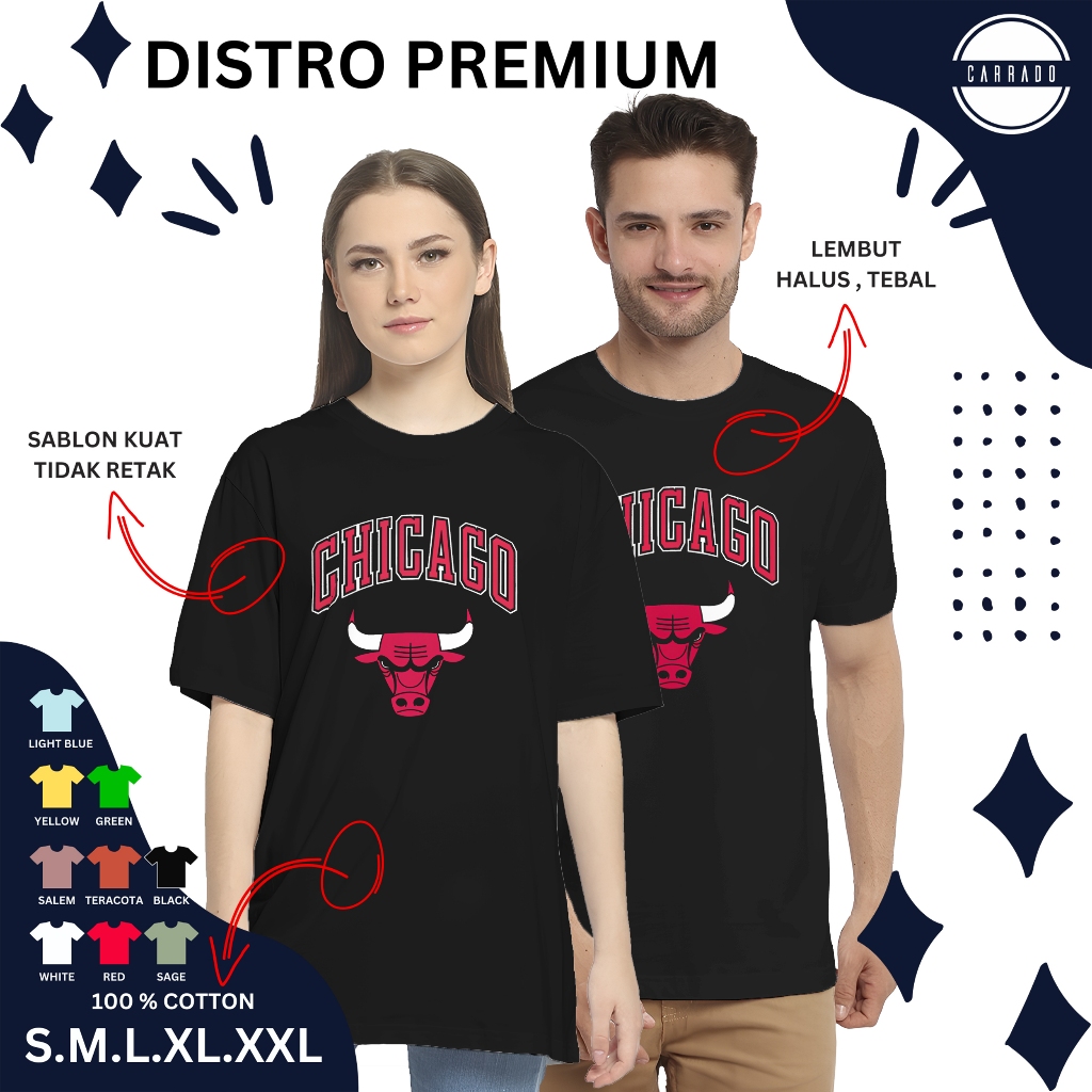 Kaos Wanita Chicago Bulls Team Baju Tshirt Atasan Basket Unisex Couple Kualitas Import Terbaru