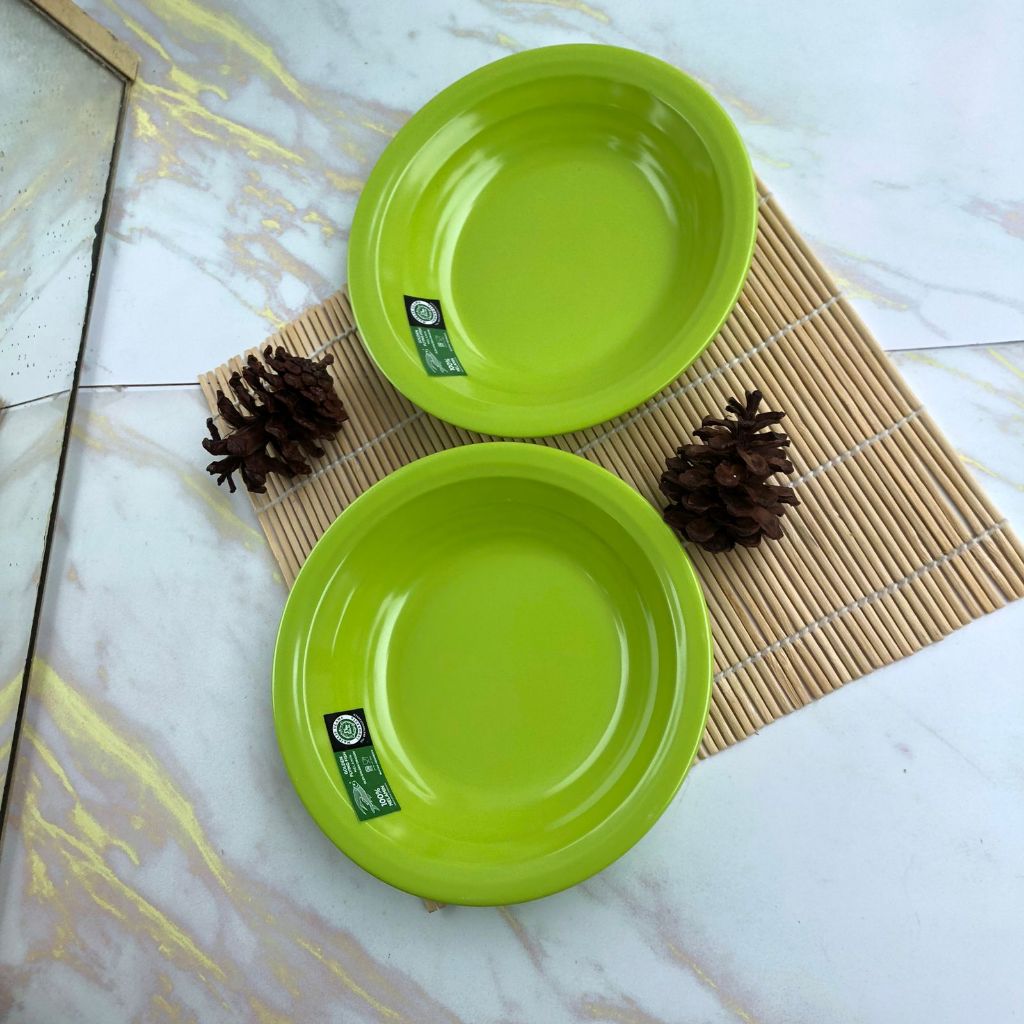 (2 Pcs) Piring Kue Ulir Datar P0601 Hijau Stabillo Piring Melamin 6 Inch Golden Flying Fish - Piring