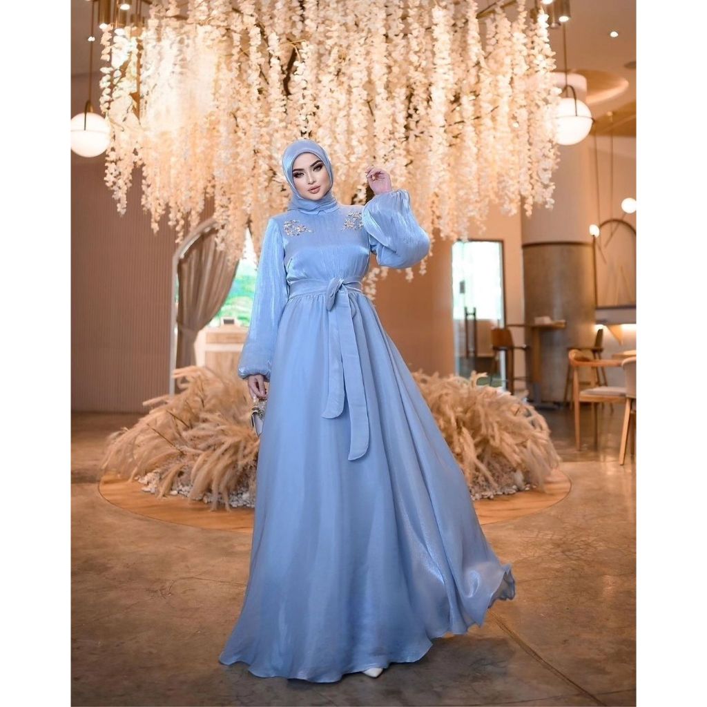 Gratis Ongkir - Baju look cantik dengan aksen payet bunga mewah terbaru - Gamis wanita dengan model 