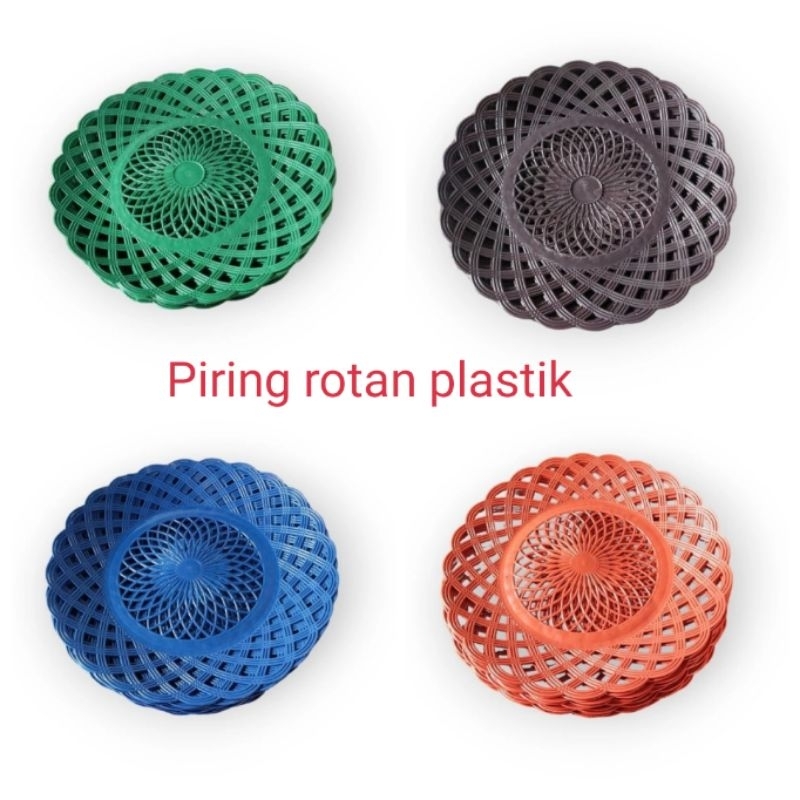 Piring rotan plastik warna