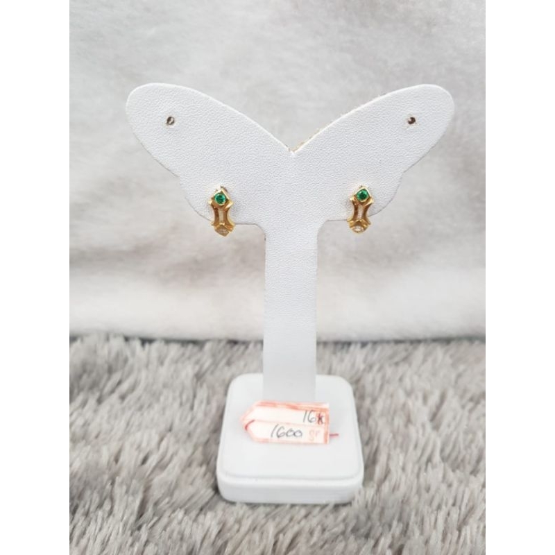 AT2966N520N anting klip variasi permata hijau emas kuning asli berat 1.600 kadar 70% 16k