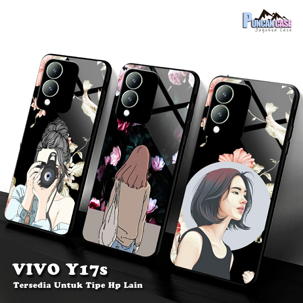Softcase Glass Kaca VIVO Y17s TERBARU 2023 (A526) PELINDUNG HANDPHONE VIVO  - AKSESORIES HANDPHONE -