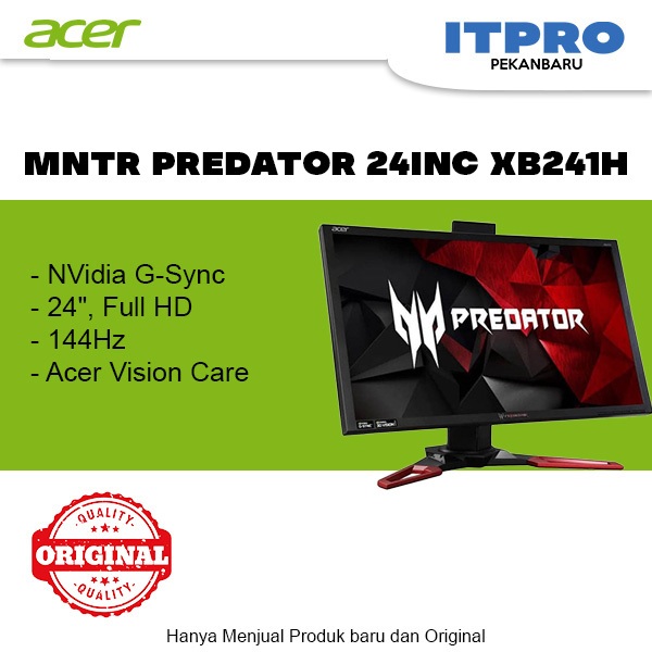 Acer Predator XB241H Monitor Gaming 24 inch Full HD 180Hz 1ms TN G-SYNC