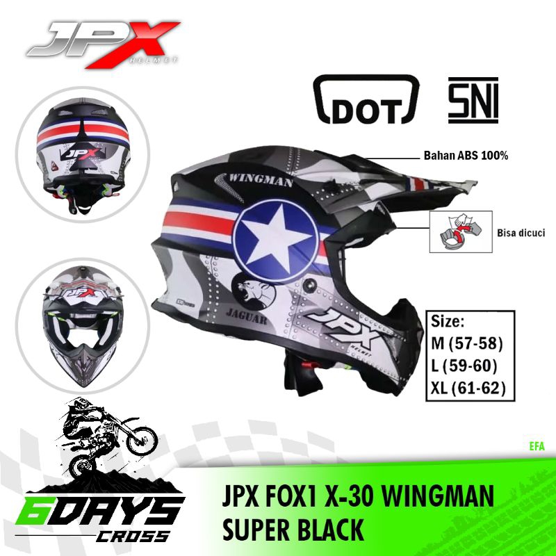 Helm Cross JPX FOX1 X-30 Wingman Super Black / Doff