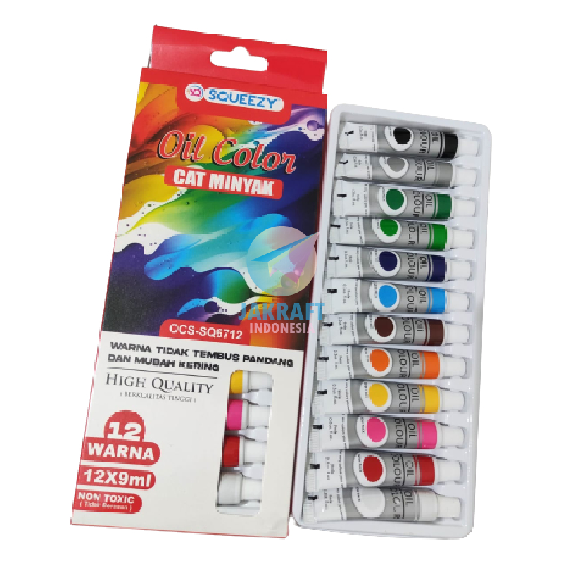 

BH01 (12 Pcs) Cat Lukis Minyak Set 12 Warna SQUEEZY OCS-SQ6712 Oil Paint Color Tube