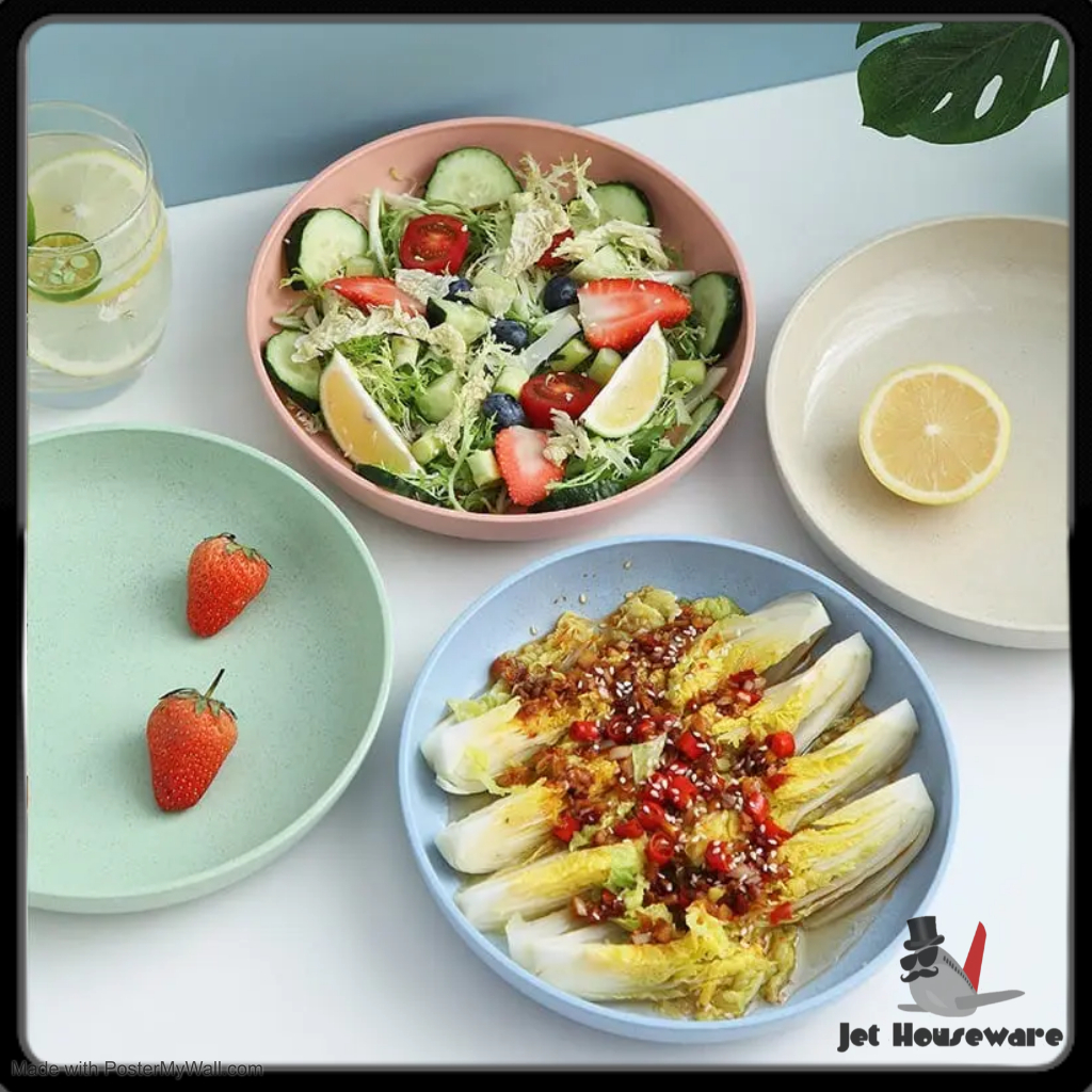 Jet Houseware - Piring Bulat Piring Jerami Round Plate Wadah Makanan Snack Buah