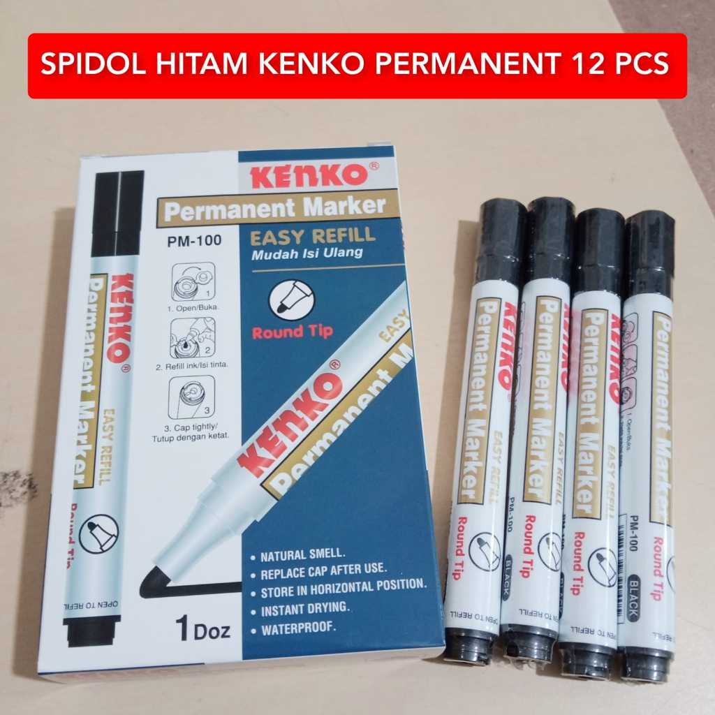 

SPIDOL HITAM KENKO PERMANENT MARKER PM 100 PM100 ORIGINAL HARGA PER LUSIN ISI 12PCS