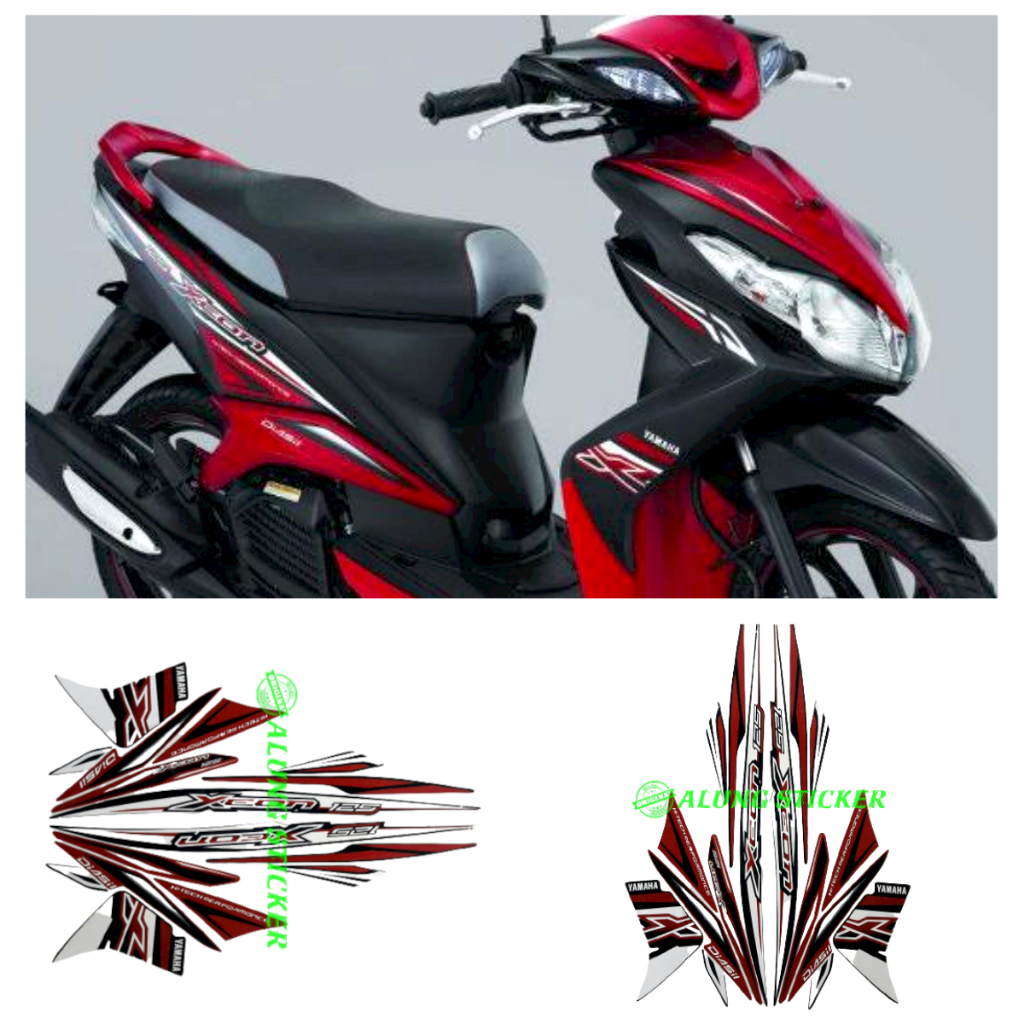 Striping stiker lis motor Xeon 125 2012 Facelift Full hitam-merah