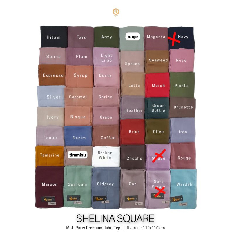 ❤Lyna Hijab❤ Segiempat paris premium Tepi Jahit Zyza Raudhah (Shelina) Ecer