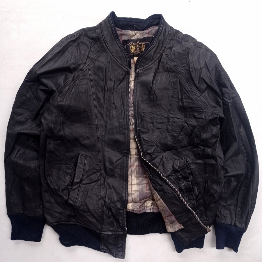DeLuxe casual bomber leather jacket kulit asli lewis schott cafe racer
