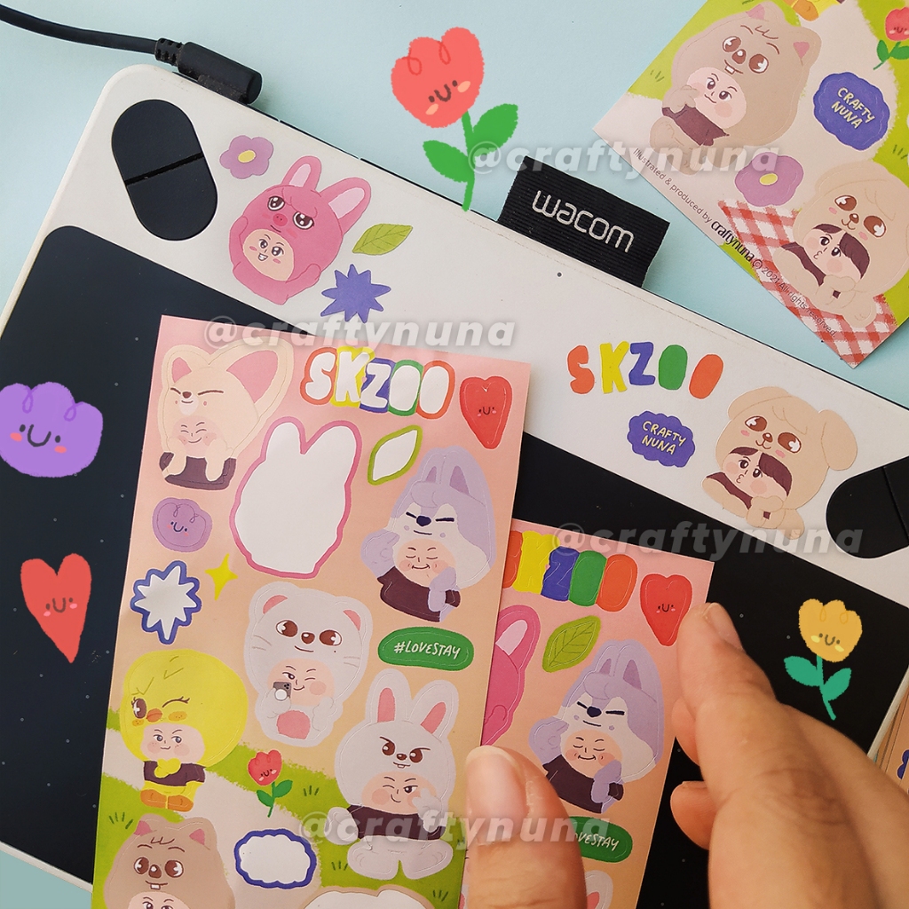 

SKZOO FANART STICKER SET deco skz stray kids fan art fanmade stiker aesthetic cute lucu chibi