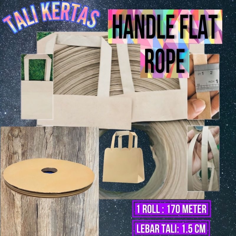 

Tali Kertas Paperbag 1 Roll 170 Meter Handle Flat Rope Paper Rope Flat Tali Kertas Murah