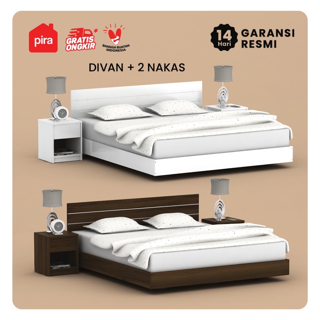 Pira Bavarian - Granada BD180 GL Divan / Tempat tidur set Nakas