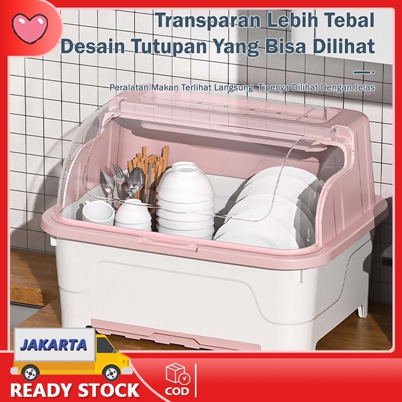 GARANSI (COD) RINDU.STAR-RAK PENGERING AIR MANGKOK RAK PIRING PLASTIK DENGAN TUTUP RAK