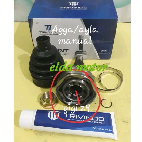 CV Joint Luar As Roda Depan Luar Agya Ayla Manual Trivindo