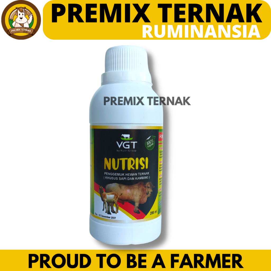 VGT NUTRISI SAPI 250 ml Original - VGT Sapi Penambah ADG Instan - VGT Ternak Sapi Kambing Domba