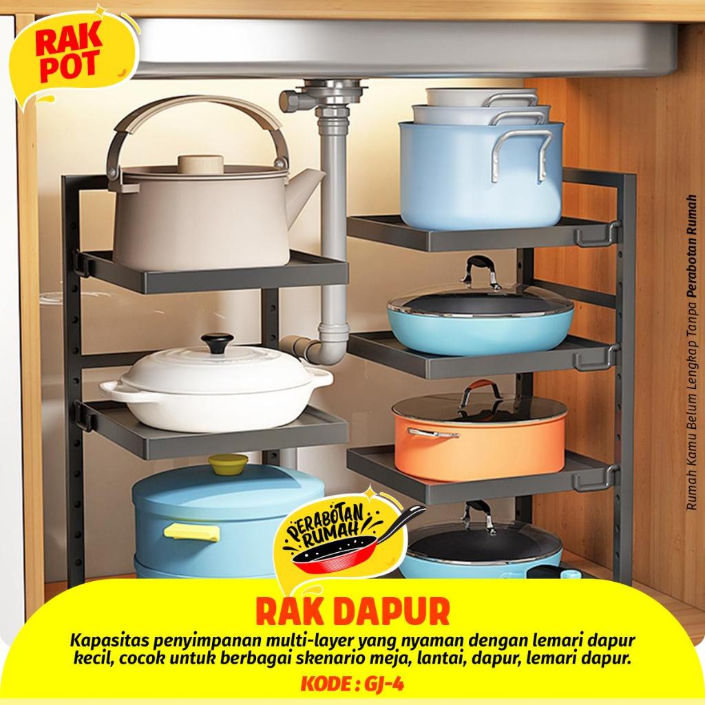 PERABOTAN RUMAH RAK Panci atau rak makanan Multifungsi 4 Tingkat