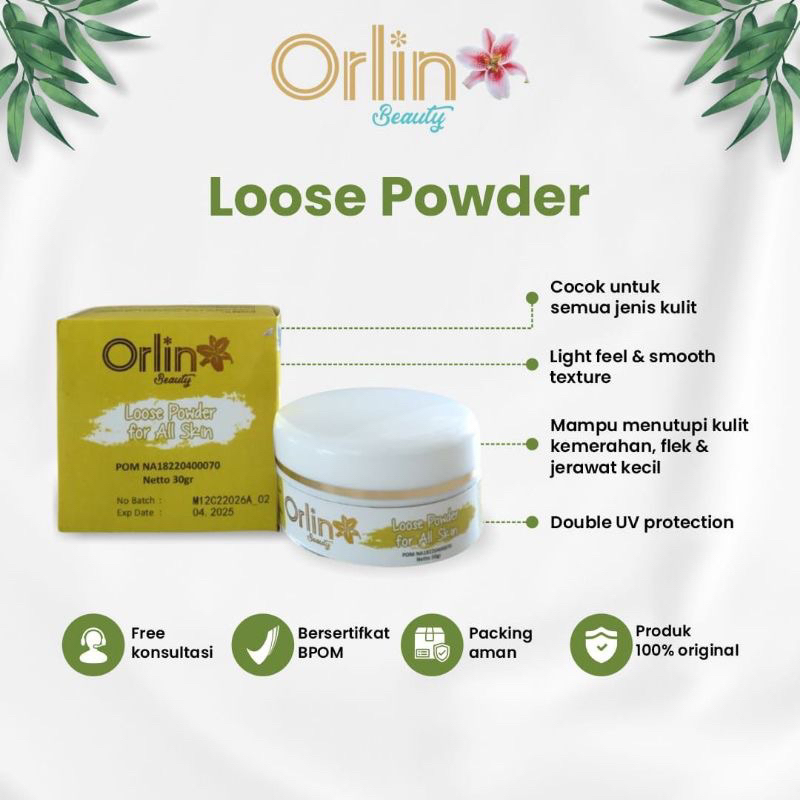 BEDAK TABUR BY ORLIN BEAUTY / LOOSE POWDER / ORLIN BEAUTY / ORLIN BEAUTY SKINCARE / ORLIN / ORLIN SK