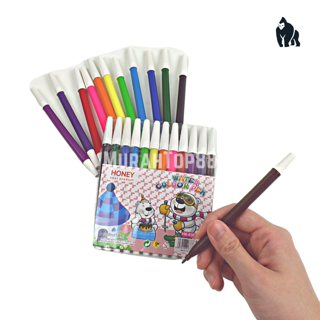 

Spidol Set 12 Warna 838 / Color Pen Sedang Anak Anak Murah Honey