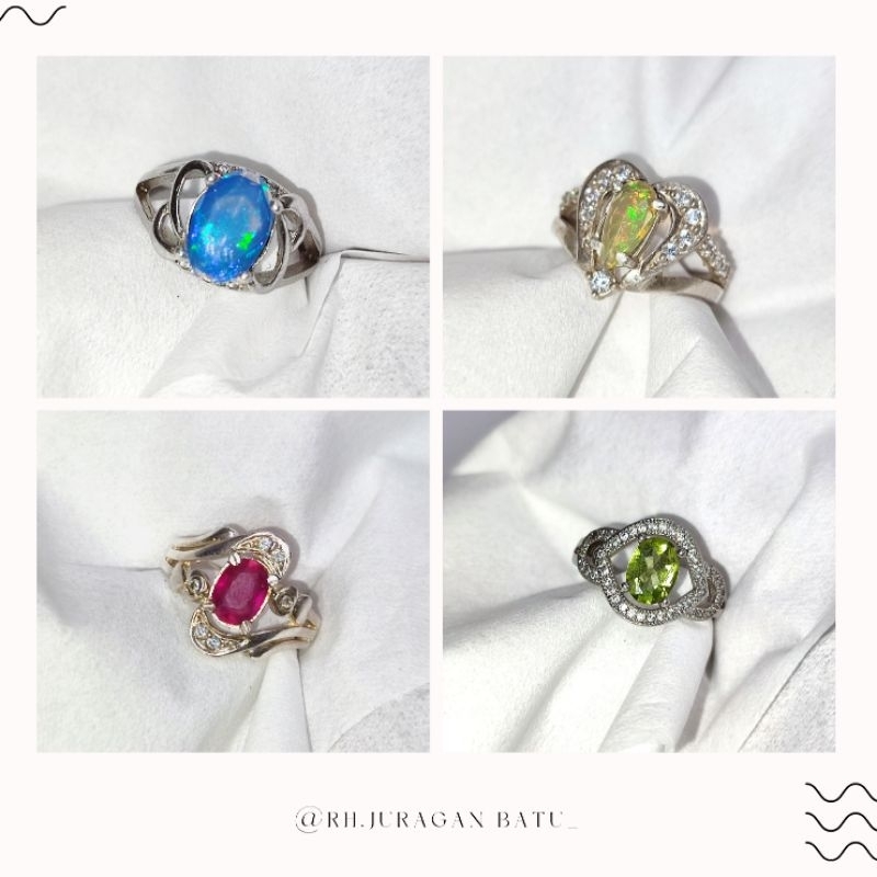 TERMURAH.... Cincin Batu Perempuan Perak Murni BATU PERMATA Dan KALIMAYA/ BISA REQUEST BATU