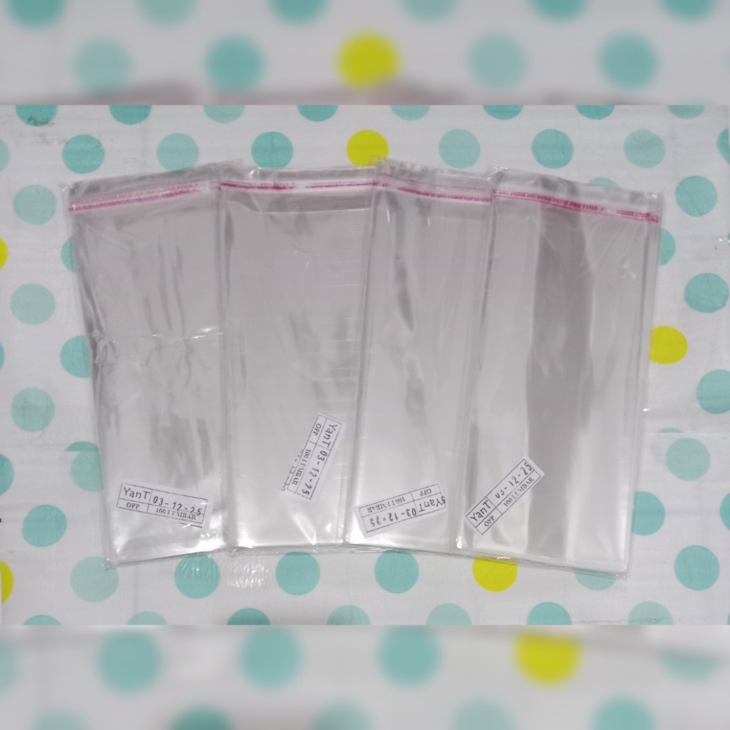 plastik OPP 10X25 12x25 tebal 03 / plastik lem perekat aksesoris undangan