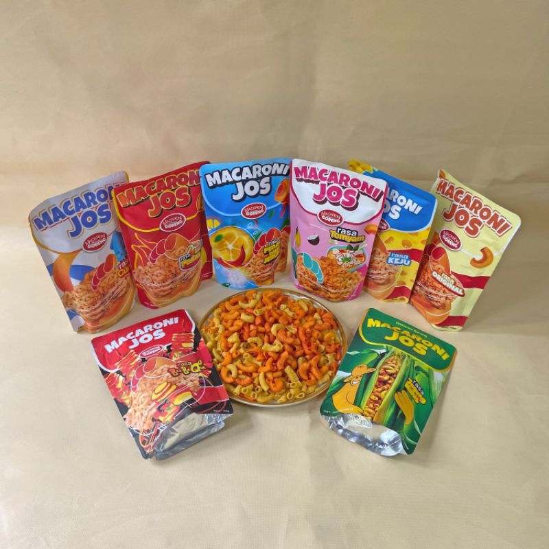 

Snack viral Macaroni Joss kemasan premium 100gr