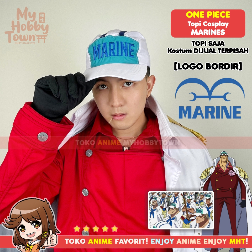 Topi Cosplay Anime One Piece Marine Admiral Akainu Sakazuki Aokiji Kuzan Kizaru Borsalino