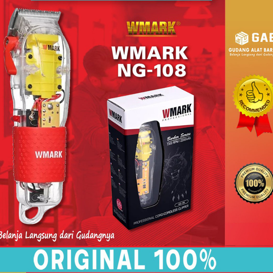 Alat Cukur Rambut Hair Clipper Wmark NG 108 Mesin Cukur Rambut Barbershop Kliper 7300 Rpm Original W